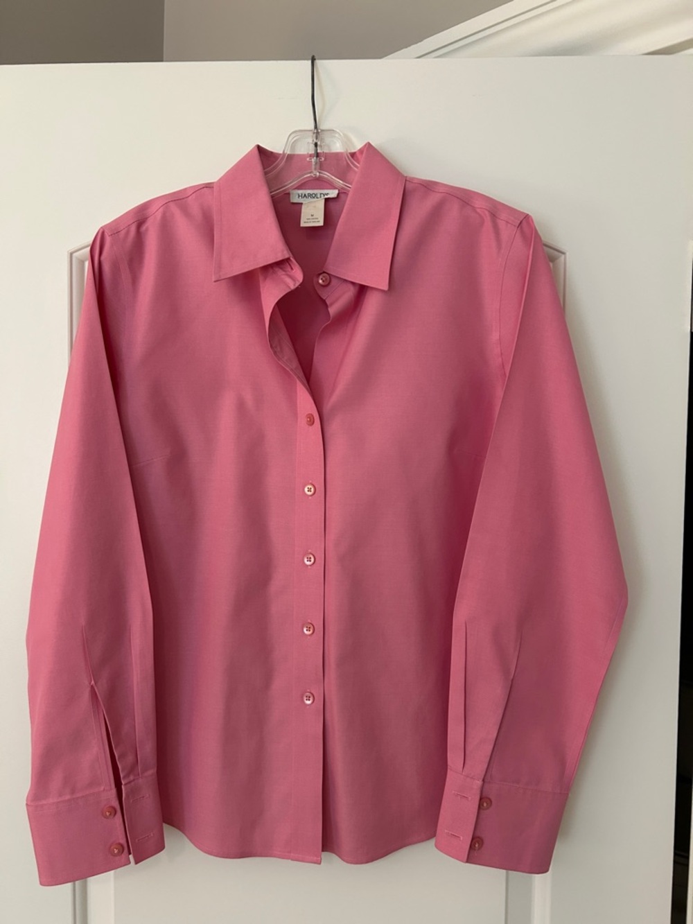 Harold's Solid Pink Button-Front Shirt
